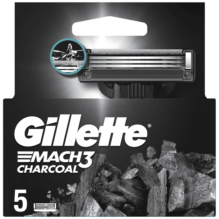 Gillette Mach III Ξυραφάκια Charcoal Ανταλλακτικά 5τεμ