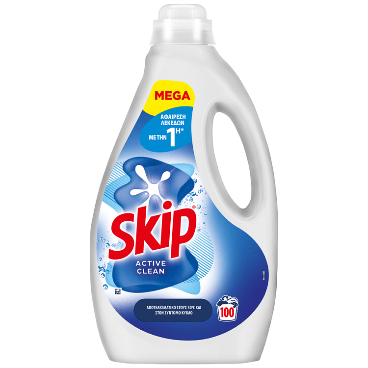 Skip Απορρυπαντικό Πλυντηρίου Active Clean Υγρό 100μεζ