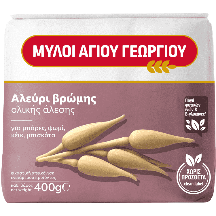 Μύλοι Αγ. Γεωργίου Αλεύρι Βρώμης Ολικής Άλεσης 400gr