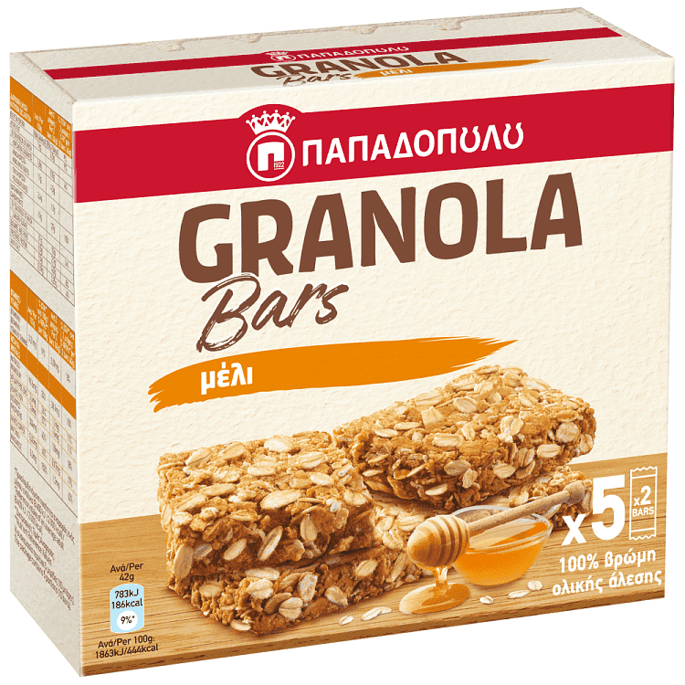 Παπαδοπούλου Granola Bars Μέλι 5x210gr