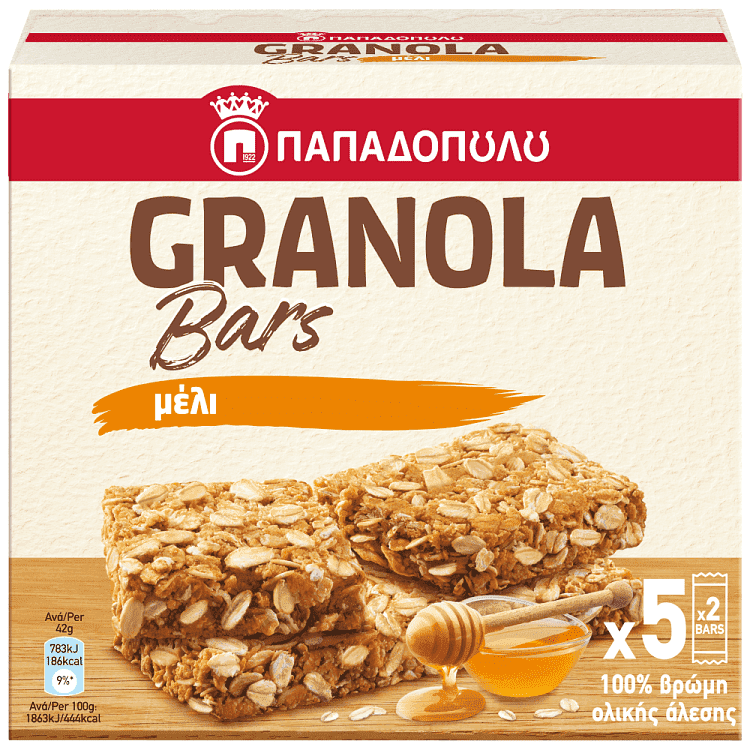 Παπαδοπούλου Granola Bars Μέλι 5x210gr