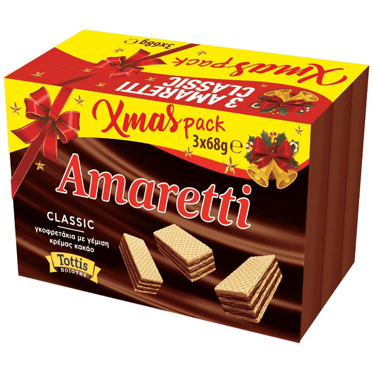 Amaretti Γκοφρέτα Με Κρέμα Κακάο 3x68gr