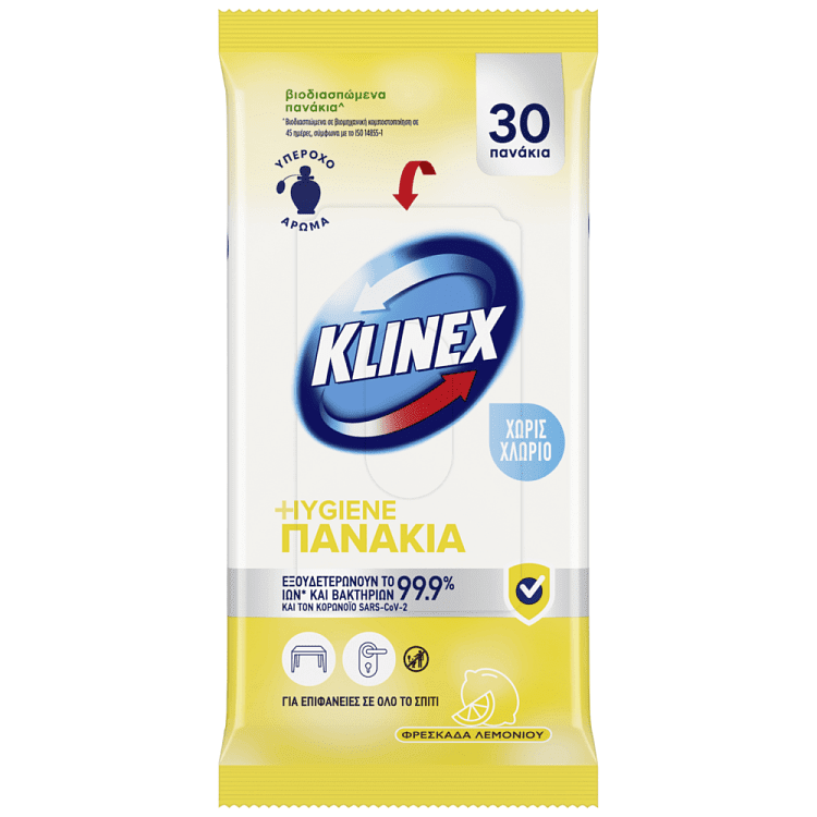 Klinex Υγρά Πανάκια Καθαρισμού Λεμόνι 30τεμ