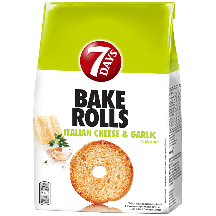 "7" Days Bake Rolls Ιταλικό Τυρί & Σκόρδο 150gr