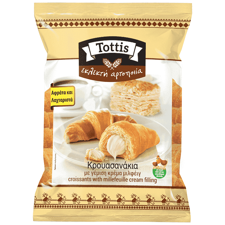 Tottis Εκλεκτή Αρτοποιΐα Κρουασανάκια Με Μιλφέιγ 300gr