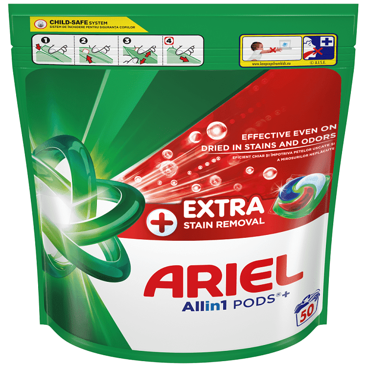 Ariel All in 1 Κάψουλες Απορρυπαντικό Πλυντηρίου Ρούχων Extra Clean 50Μεζ.