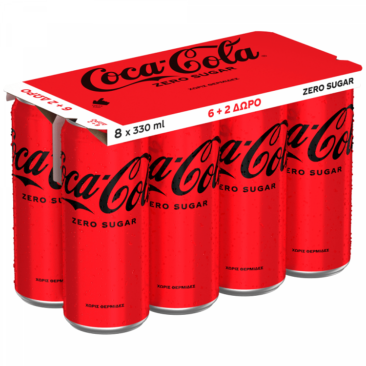 Coca Cola Zero 330ml 6+2 Δώρο