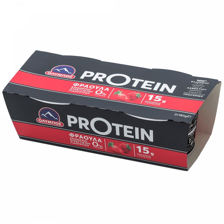 Όλυμπος Protein Γιαούρτι Στραγγιστό Με Φράουλα 2x180gr