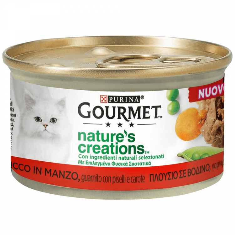 Gourmet Nature's Creation Υγρή Τροφή Γάτας Με Βοδινό & Αρακά 85gr