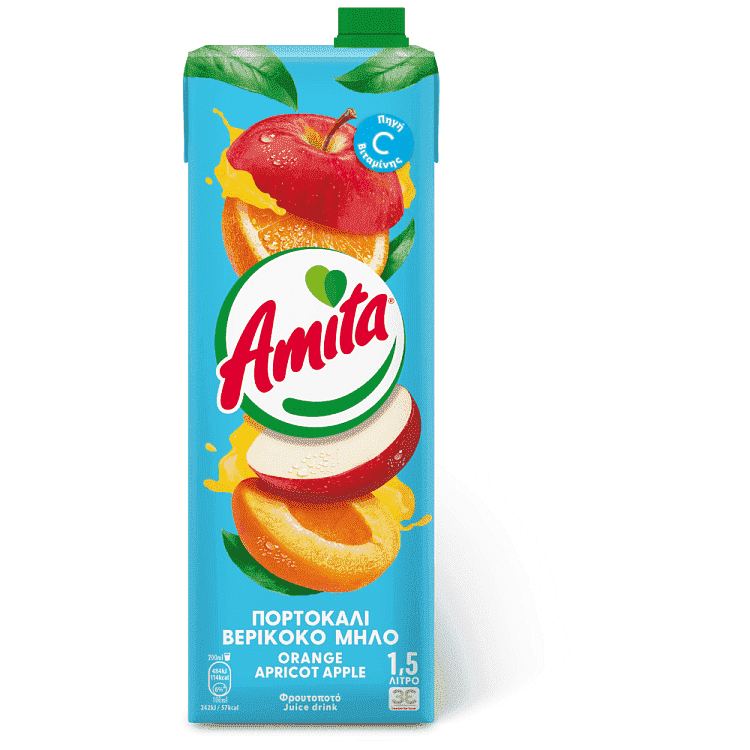 Amita Φρουτοποτό Πορτοκάλι, Βερύκοκο & Μήλο 1,5lt 1τεμ