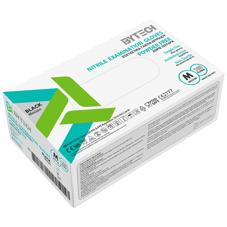 Bytech Γάντια Νιτριλίου Μαύρα Medium 100τεμ