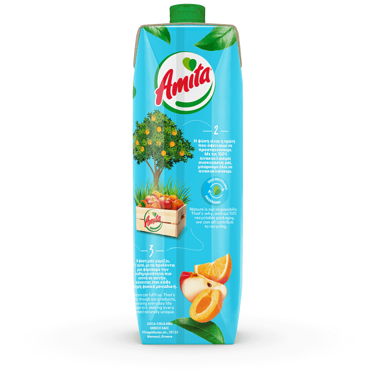 Amita Φρουτοποτό Πορτοκάλι, Βερύκοκο & Μήλο 1lt 1τεμ