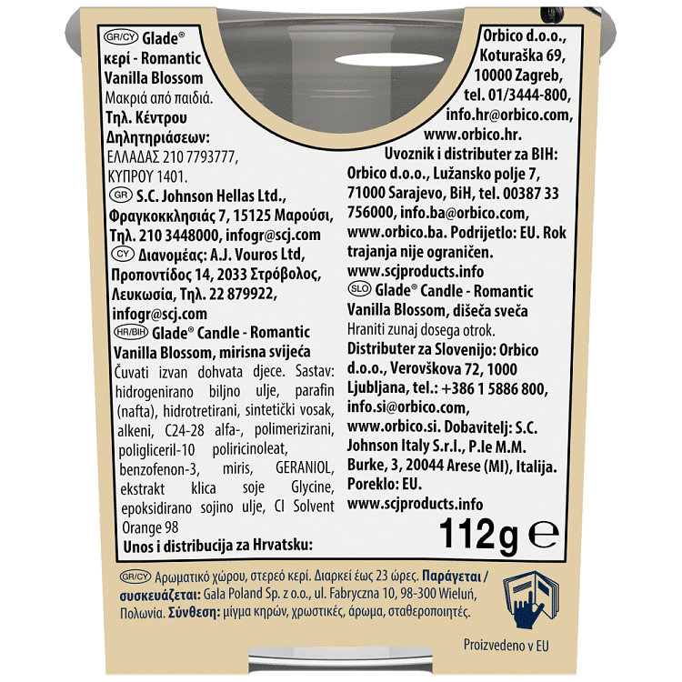 Glade Κερί Romantic Vanilla Blossom 112gr