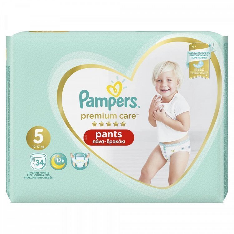 Pampers Πάνες Premium Care Pants Jumbo Pack (34τεμ) Νo5 (12-17kg)