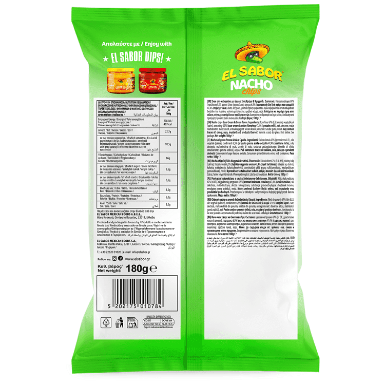El Sabor Nacho Chips Sour Cream & Onion 180gr