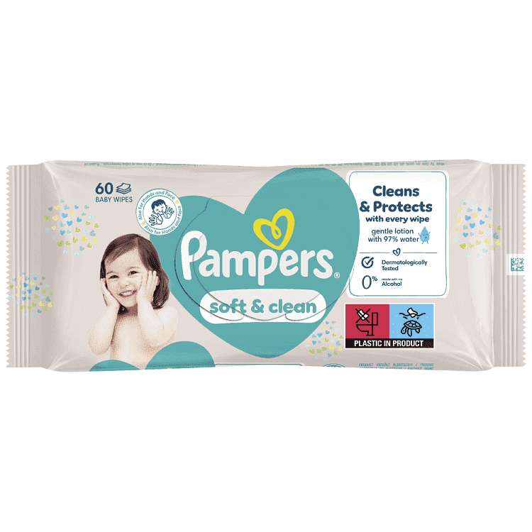 Pampers Soft & Clean Μωρομάντηλα 60τεμ