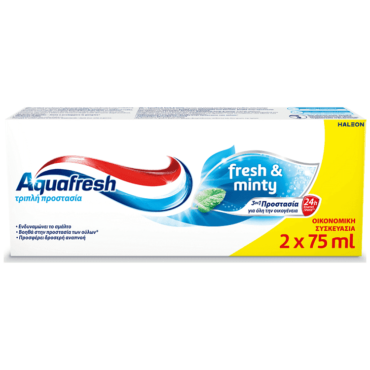 Aquafresh Fresh & Minty Οδοντόκρεμα 2x75ml