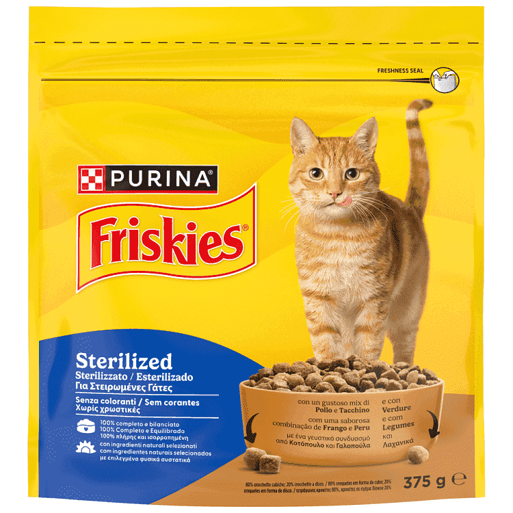 Friskies Ξηρά Τροφή Στειρωμένες Γάτες Γαλοπούλα Λαχανικά 375gr