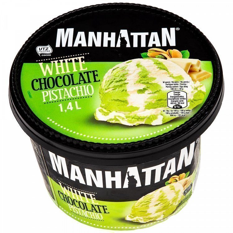 Nestle Manhattan Παγωτό Λευκή Σοκολάτα & Φιστίκι 700gr (1400ml)