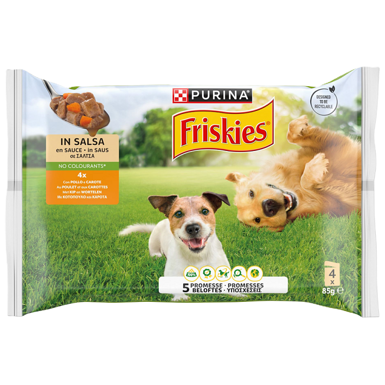 Friskies Υγρή Τροφή Σκύλου Κοτόπουλου Καρότο 4x85gr