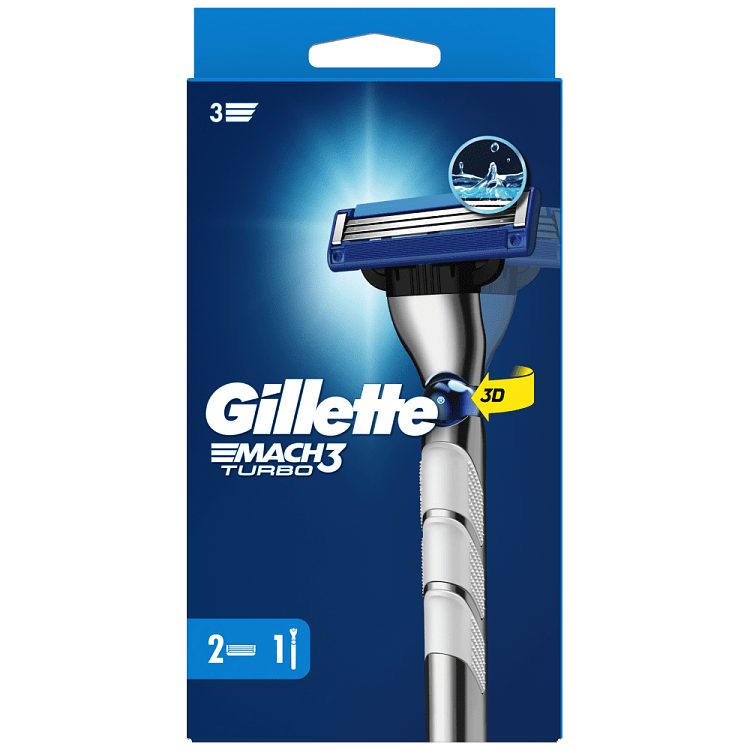 Gillette Mach3 Turbo Ξυριστική Μηχανή (+2 ανταλλακτικά)