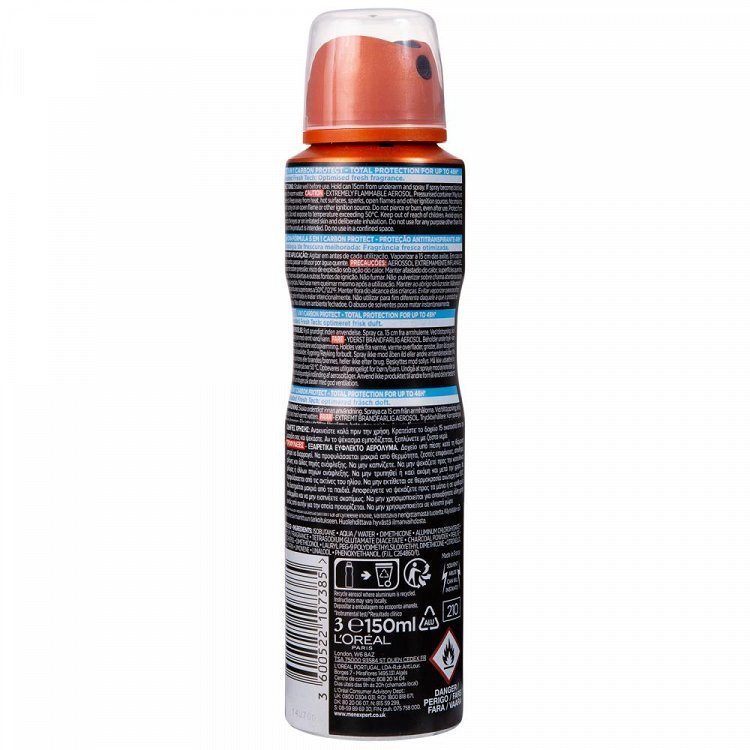L'OREAL Men Expert Carbon Protect Αποσμητικό Spray 150ml
