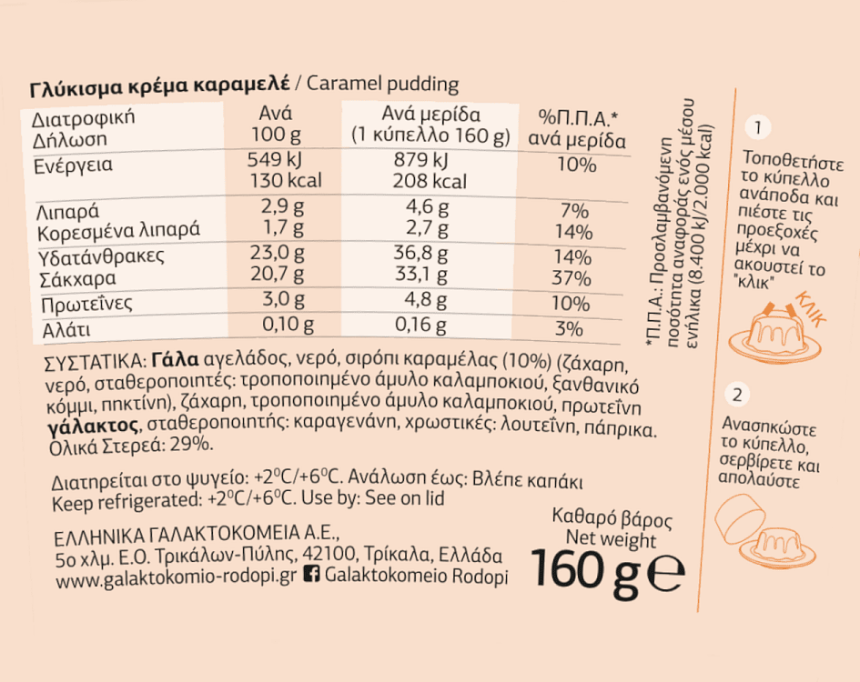Ροδόπη Κρέμα Καραμελέ 160gr