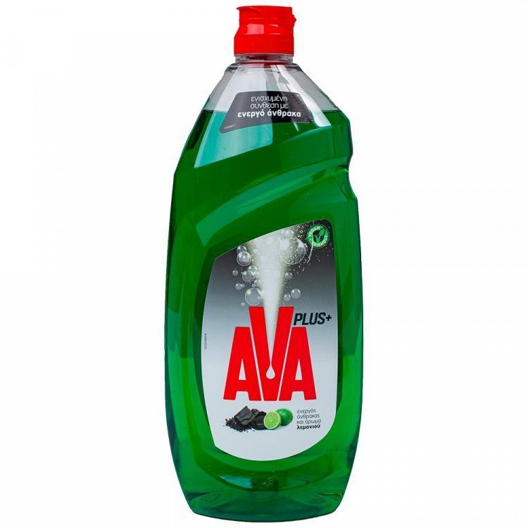Ava Plus Υγρό Πιάτων Ενεργός Άνθρακας & Άρωμα Λεμονιού 900ml