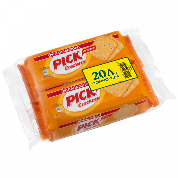 Παπαδοπούλου Pick Crackers Bacon 100gr 2Τεμ. -0,20€