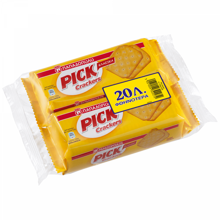 Παπαδοπούλου Pick Crackers Κλασικό 100gr 2Τεμ. -0,20€