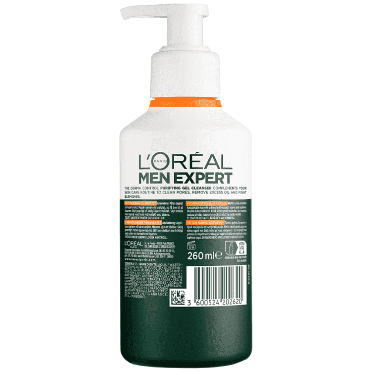 L'oreal Men Derma Control Gel Καθαριστικό Προσώπου 260ml