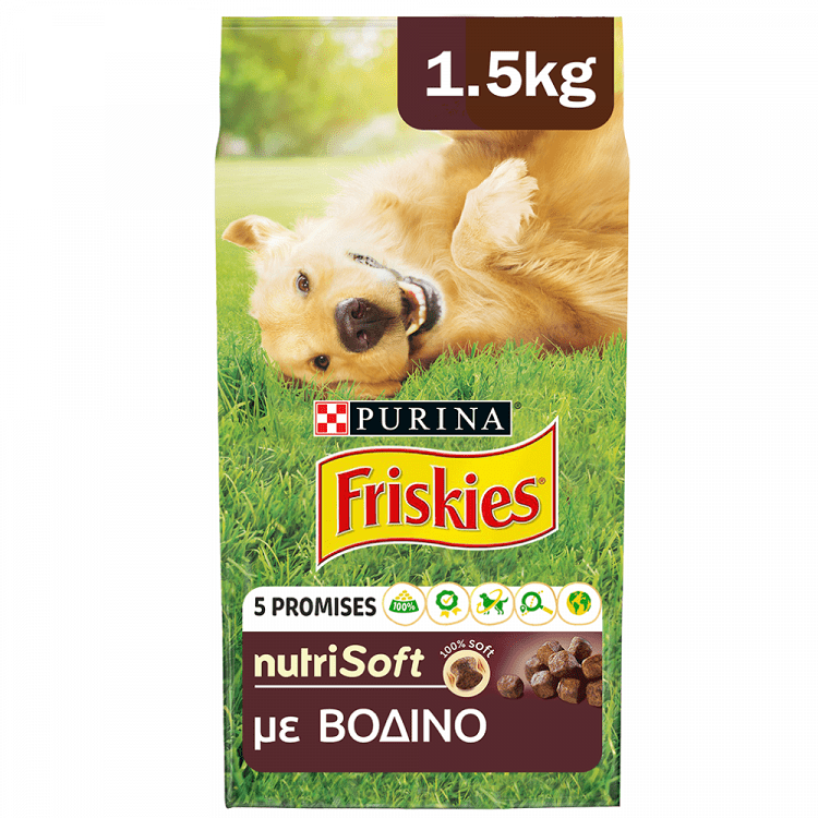 Friskies Nutri Soft Ξηρά Τροφή Για Ενήλικους Σκύλους Βοδινό 1,5kg