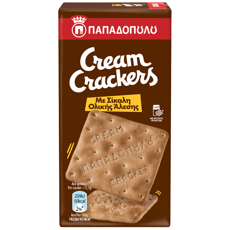 Παπαδοπούλου Cream Crackers Σίκαλης Ολικής Άλεσης 175gr