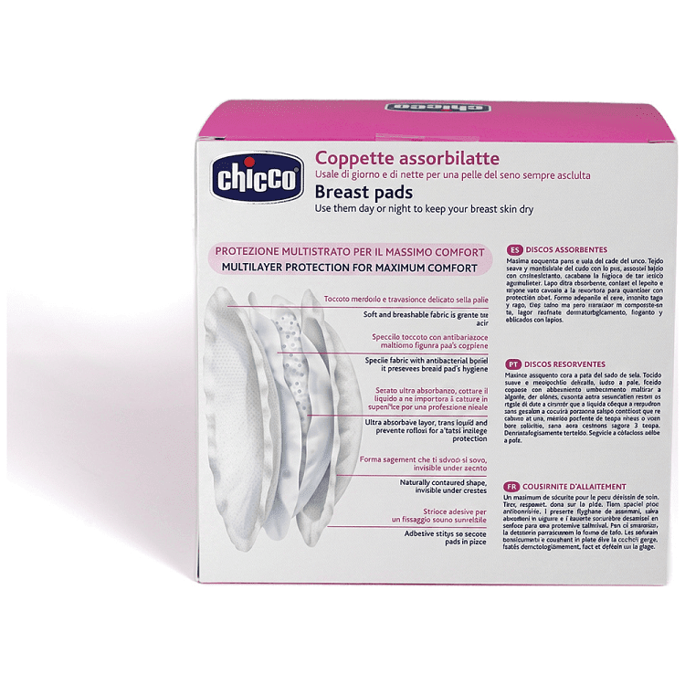 Chicco Επιθέματα Στήθους Αντιβακτηριδιακά Κυψελωτή Υφή 30τεμ