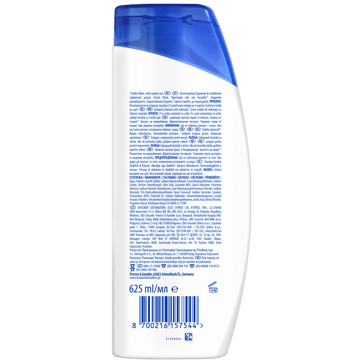 Head & Shoulders 2in1 Σαμπουάν Classic Clean 625ml