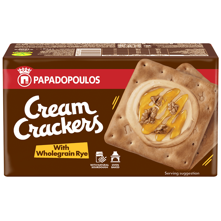 Παπαδοπούλου Cream Crackers Σίκαλης Ολικής Άλεσης 175gr