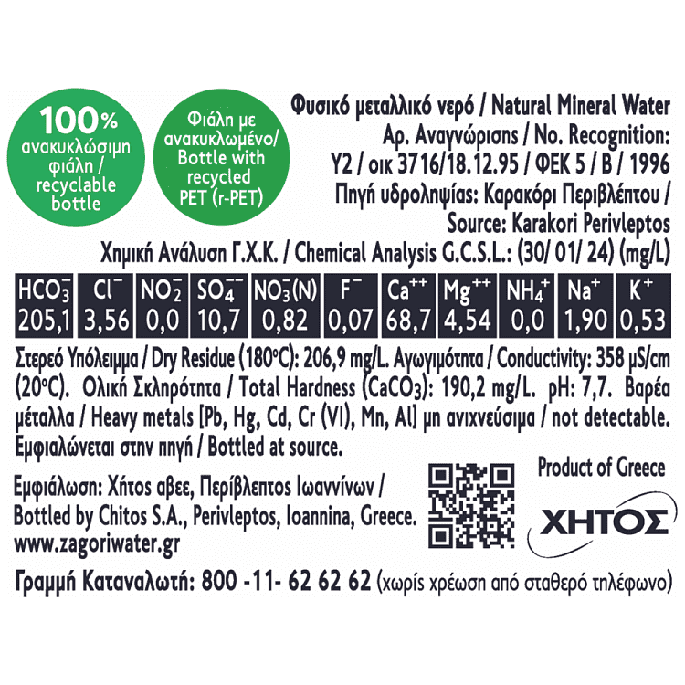 Ζαγόρι Φυσικό Μεταλλικό Νερό Go Green 6x330ml