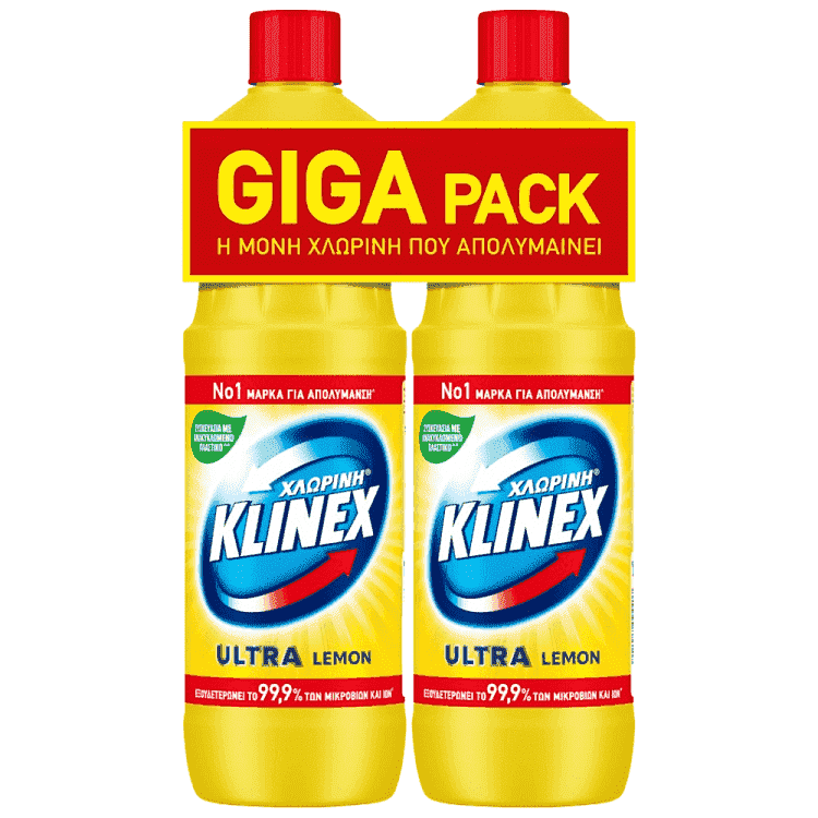 Klinex Ultra Χλωρίνη Lemon 2x1250ml Giga Pack