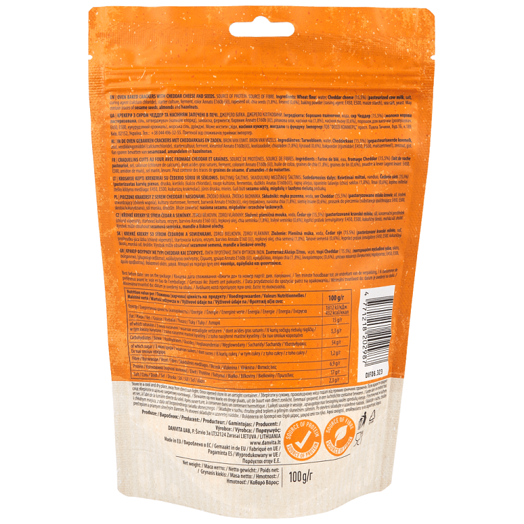 Oven Baked Crackers Cheddar & Seeds 100gr