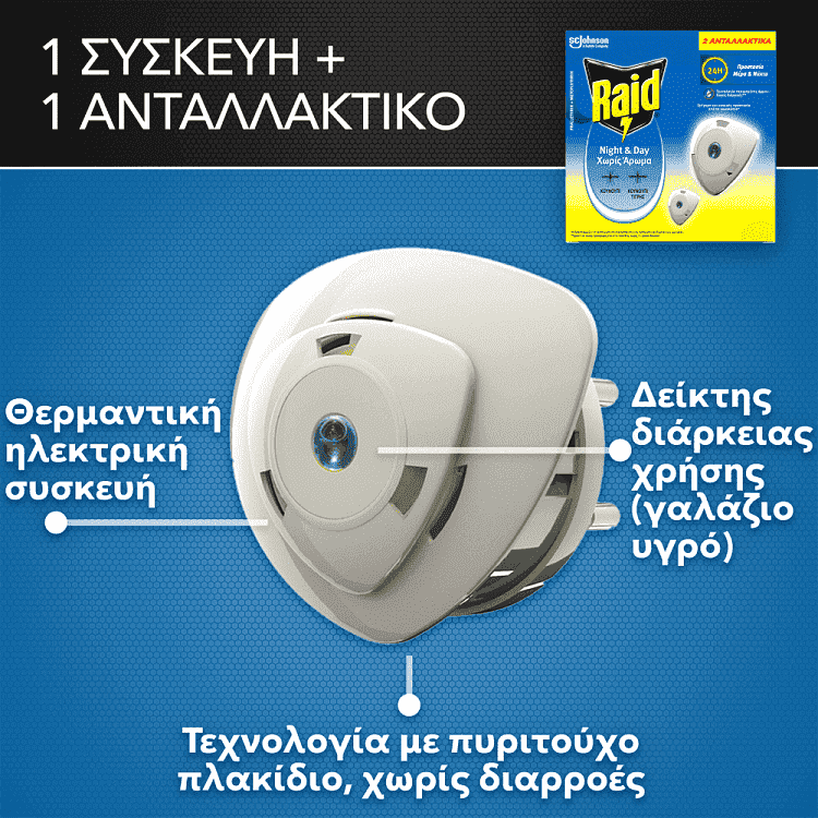 Raid Night & Day Εντoμοαπωθητικό Για Μύγες & Κουνούπια Σετ
