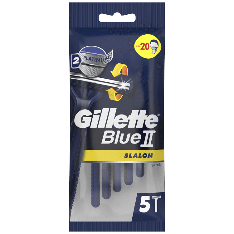 Gillette Blue II Slalom Ξυραφάκια Μιας Χρήσης με Κινούμενη Κεφαλή 5τεμ
