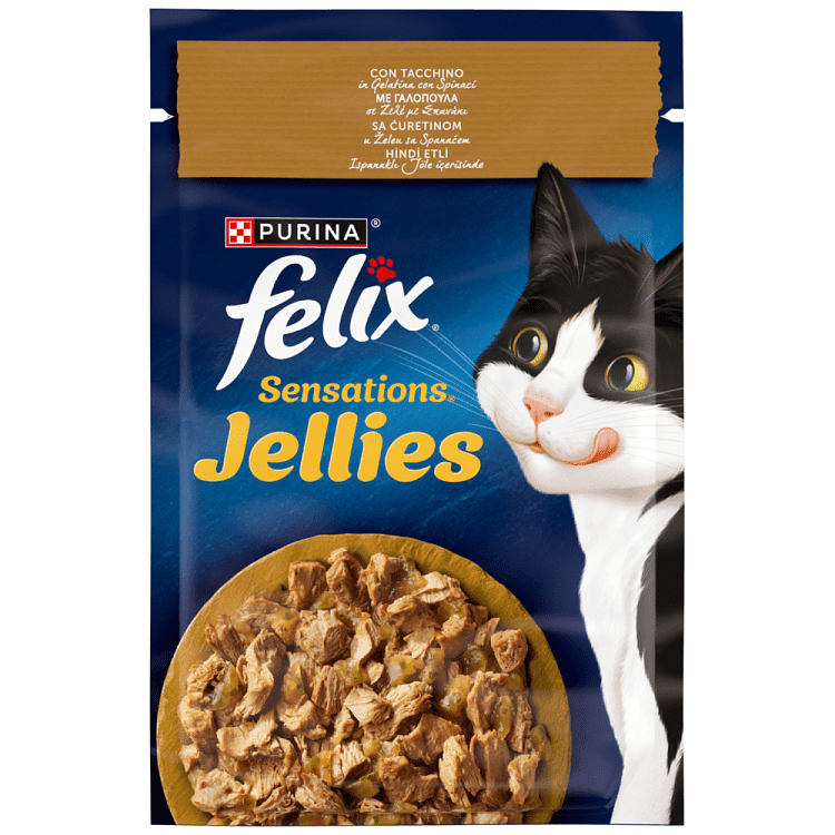 Felix Sensation Φακελάκι Υγρή Τροφή Γάτας Γαλοπούλα & Σπανάκι 85gr