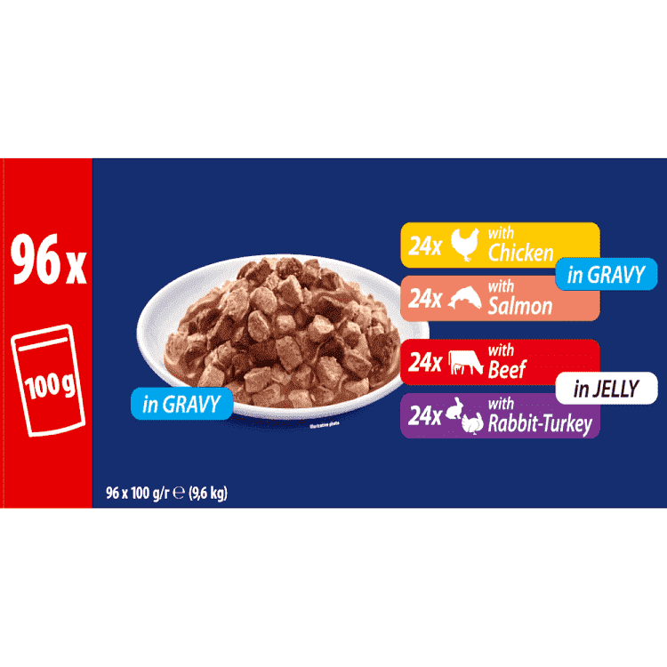 Prevital Υγρή Τροφή Γάτας Φακελάκια Mix 100gr 96τεμ