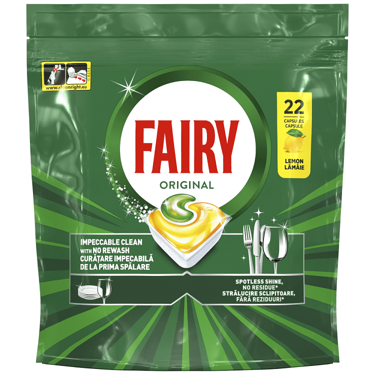 Fairy Ταμπλέτες Πλυντηρίου Πιάτων Original Λεμόνι 22τεμ