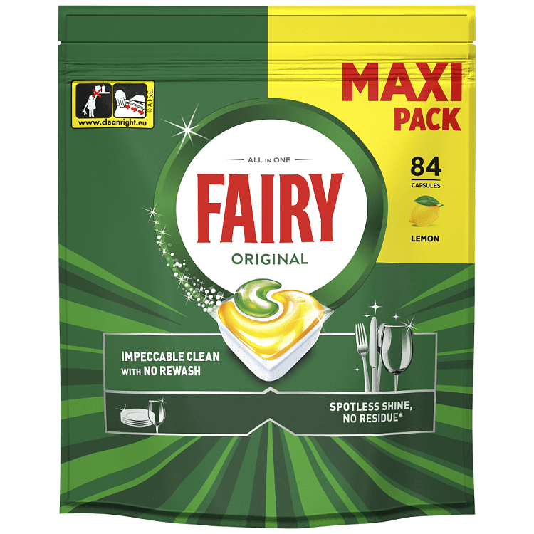 Fairy Ταμπλέτες Πλυντηρίου Πιάτων Original Λεμόνι XXL 84τεμ