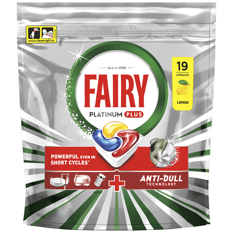 Fairy Platinum Plus Ταμπλέτες Πλυντυρίου Anti Dull 19τεμ