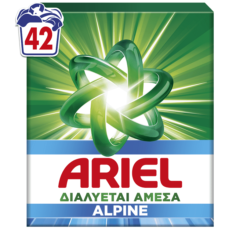 Ariel Απορρυπαντικό Πλυντηρίου Ρούχων Σκόνη Alpine 42Μεζ