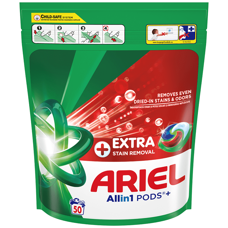 Ariel All in 1 Κάψουλες Απορρυπαντικό Πλυντηρίου Ρούχων Extra Clean 50Μεζ.