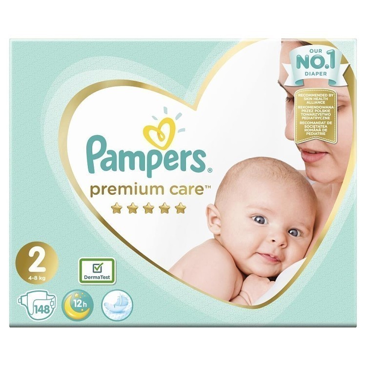Pampers Πάνες Premium Care Mega Box (148τεμ) Νo2