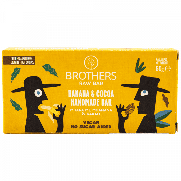 Brothers Μπάρα Με Μπανάνα & Κακάο Raw 60gr